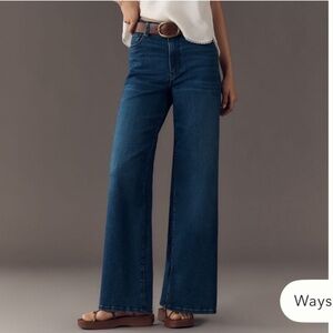 Frame Le Pixie Slim Palazzo Denim Dark Blue Wide Leg Jeans